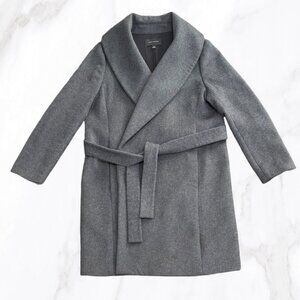 Ann‎ Taylor Women's Charcoal Gray Heavy Wool Blend Wrap Coat, Size XL